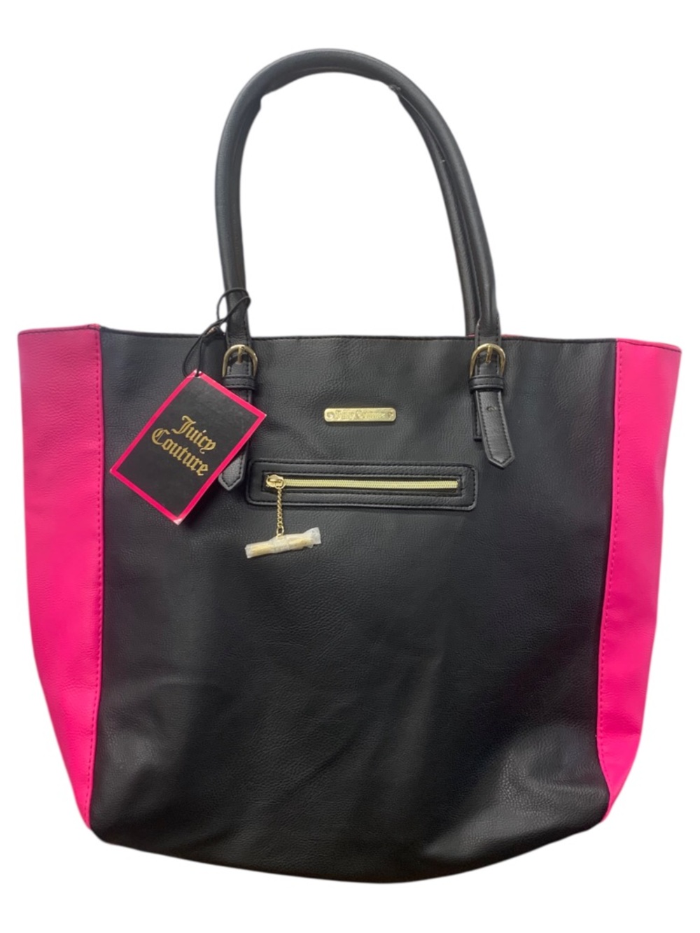 NWT Y2K Juicy Couture Black Tote with Hot Pink Side Panels
